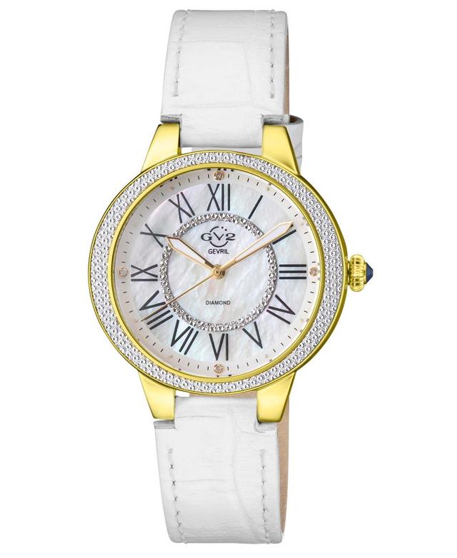 GV2 By Gevril Womens Astor Ii White Leather Watch 38mm Product Image