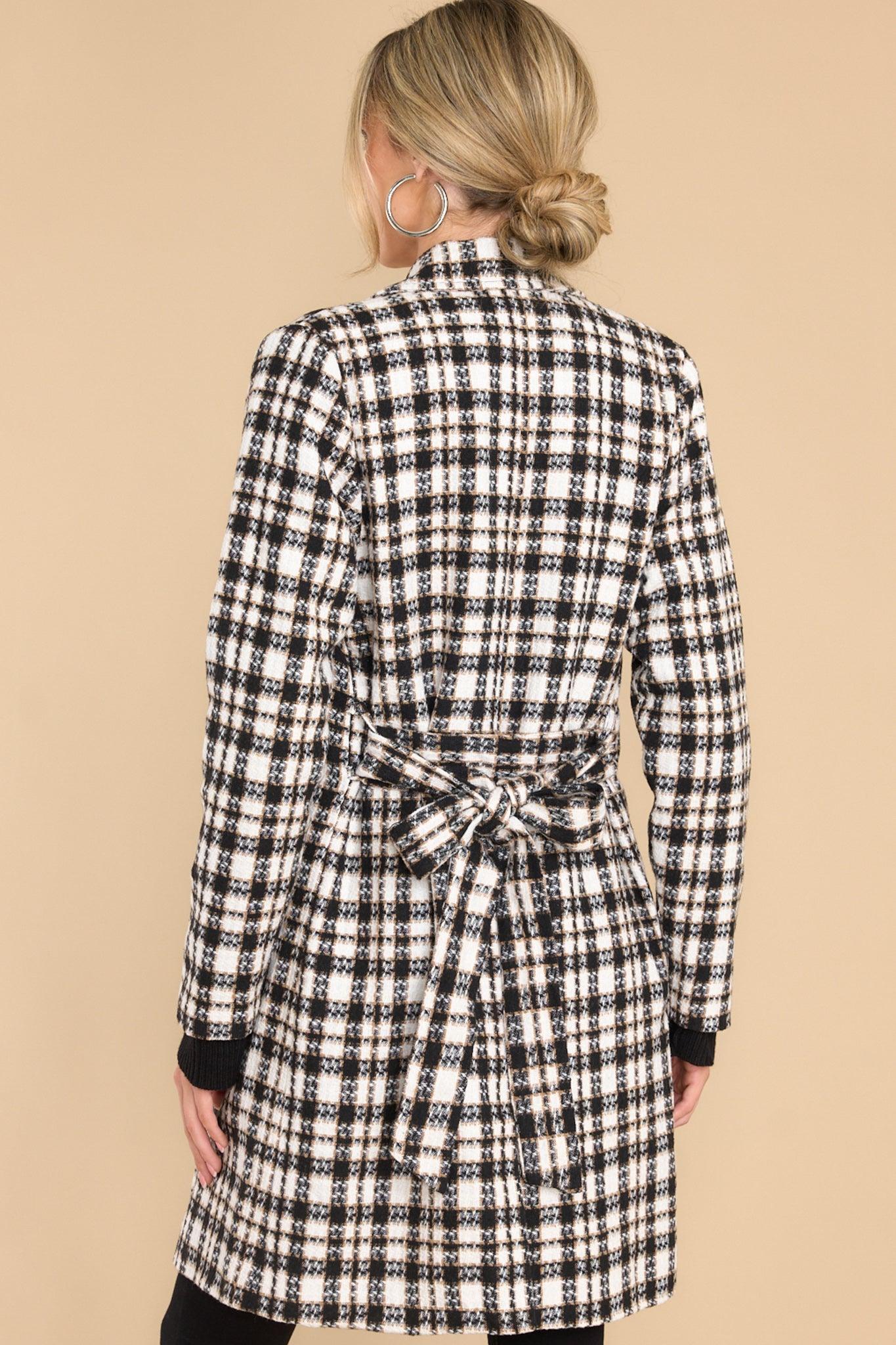 Aura Classically Chic Black And White Plaid Coat Product Image