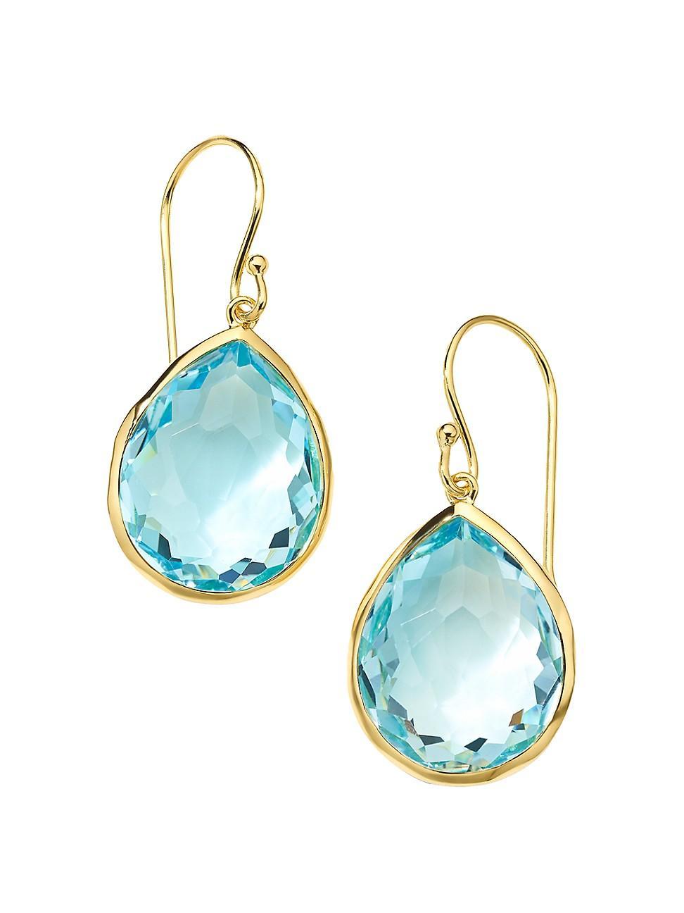 Womens Rock Candy 18K Green Gold & Blue-Topaz Medium Teardrop Earrings Product Image