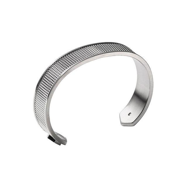 Bulova Mens Precisionist Textured Pattern Stainless Steel Cuff Bracelet Silver Product Image