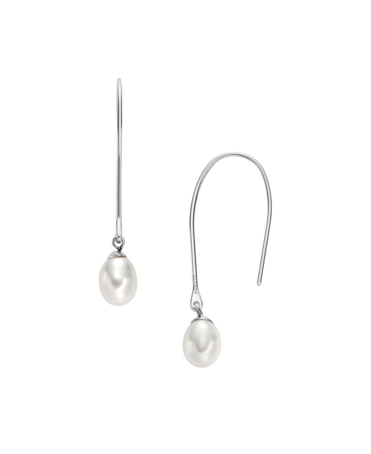 Skagen Womens Agnethe Pearl White Freshwater Pear Pull-Through Earrings Product Image