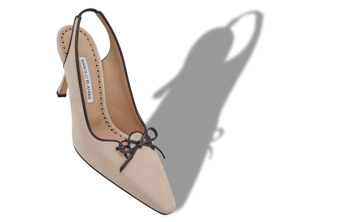 FARID Light Beige Suede Slingback Pumps Product Image