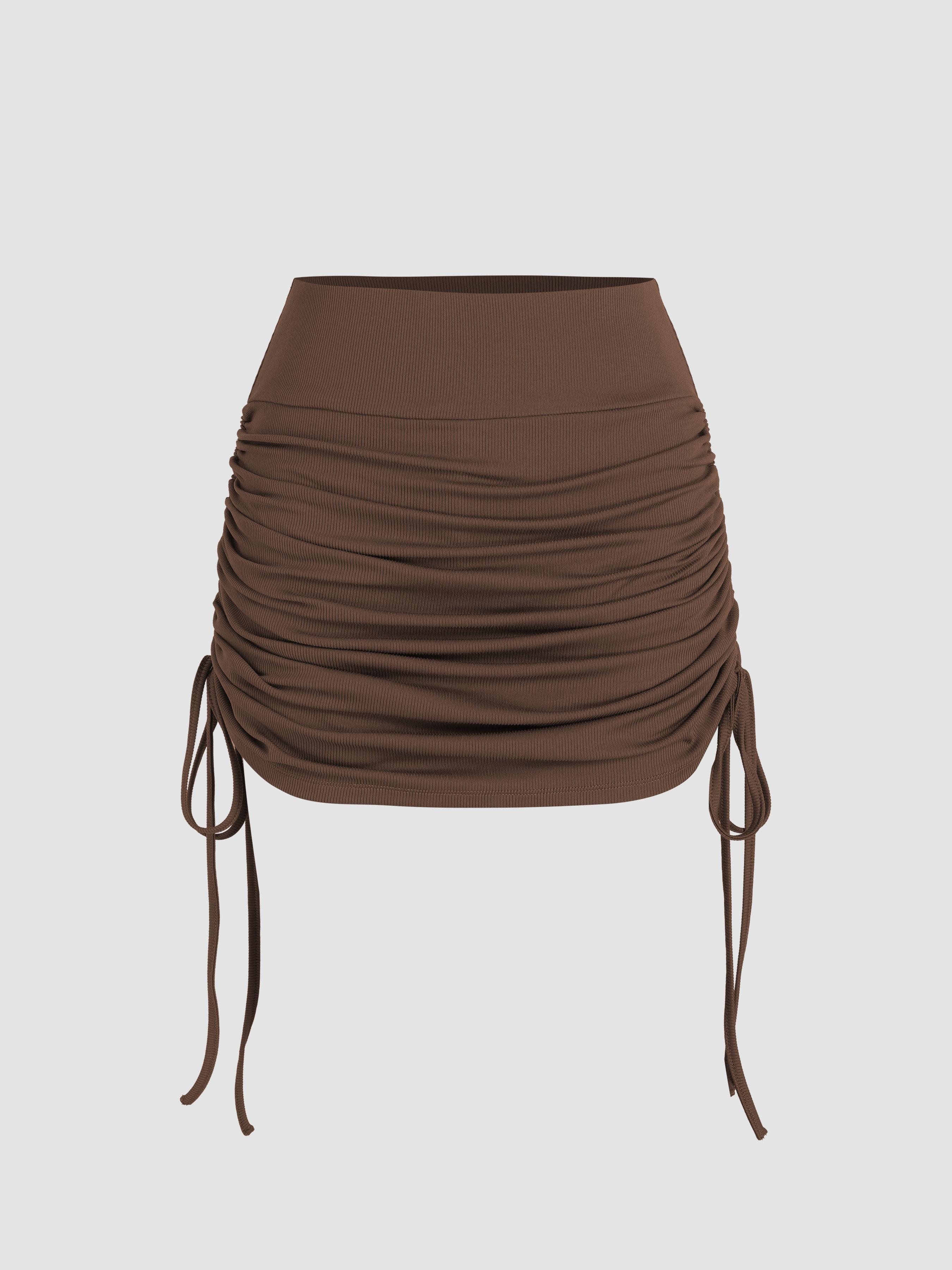 Ruched Drawstring Mini Skort Product Image