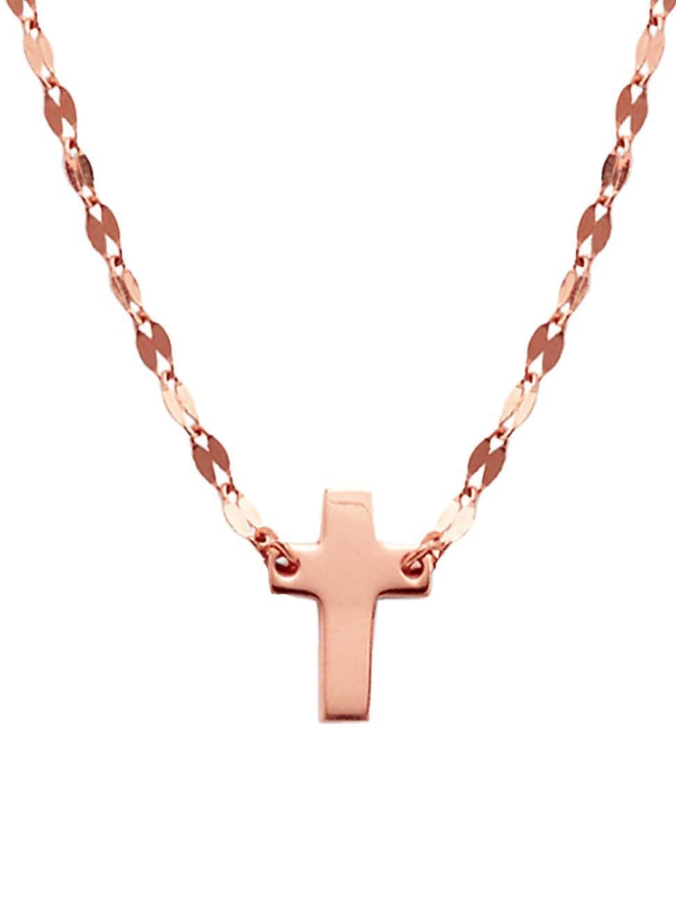 Womens 14K White Gold Mini Cross Pendant Necklace Product Image