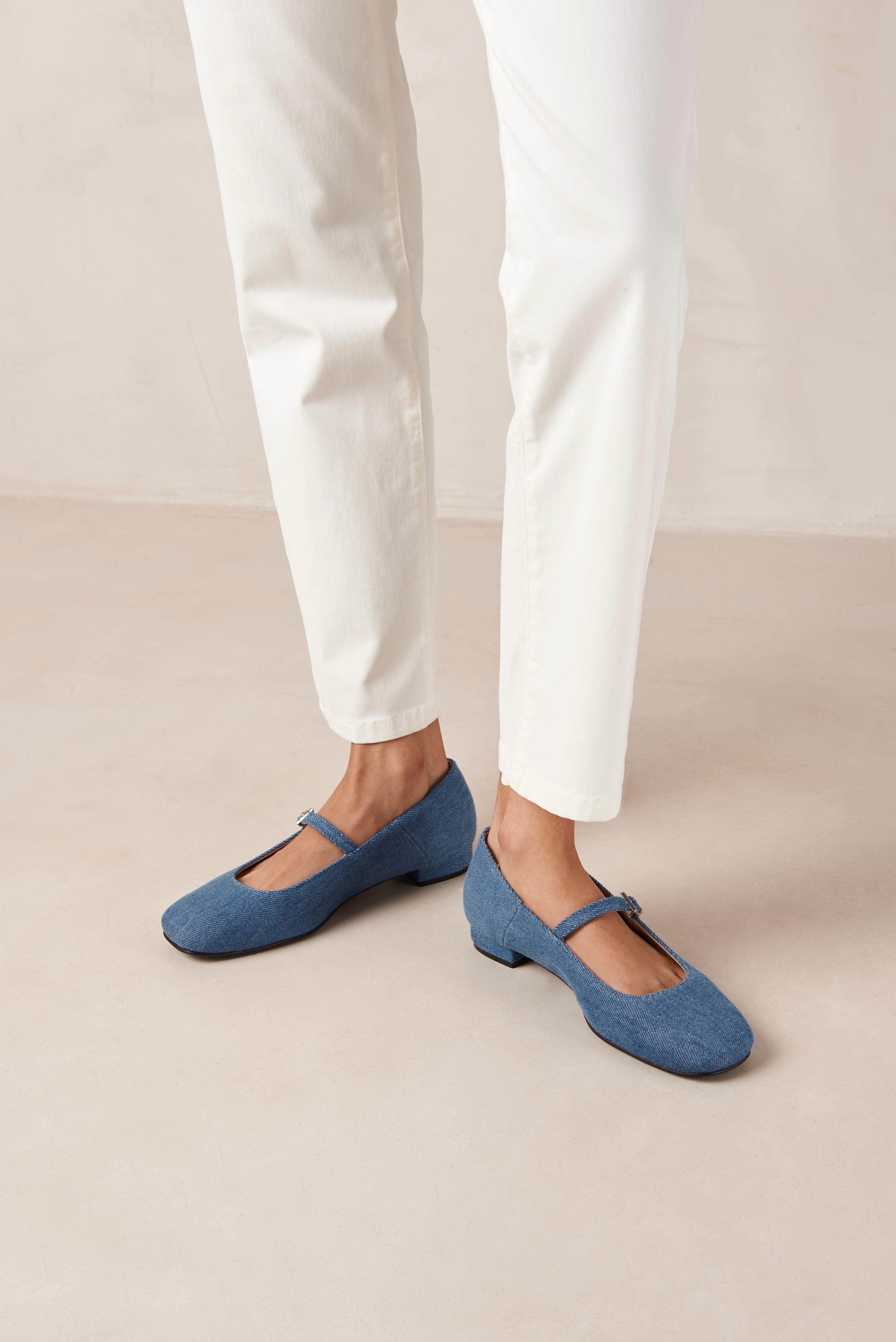 Alohas Por Do Sol Leather Ballet Flats - Denim Product Image