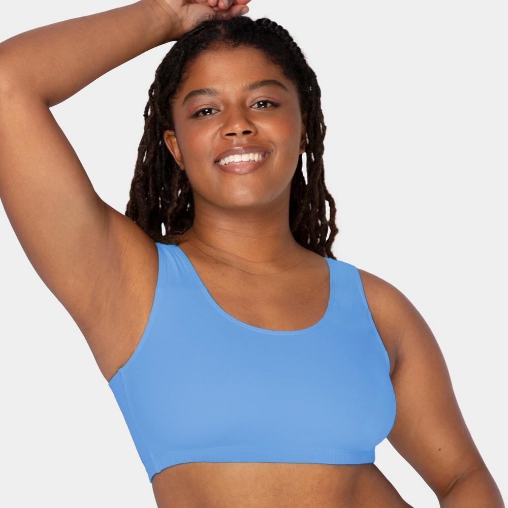 Fruit of the Loom Women's Tank Style Cotton Sports Bra 3-Pack Cornflower Blue/Black Hue/Heather Grey 34 product image