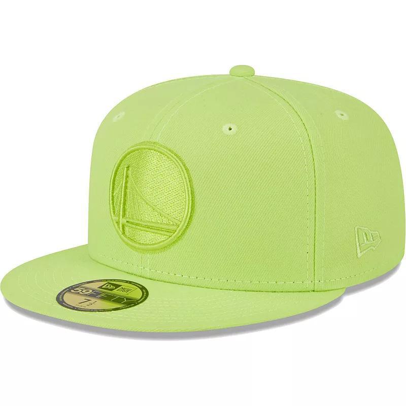 Mens New Era Neon Green Golden State Warriors Spring Color Pack 59FIFTY Fitted Hat Product Image