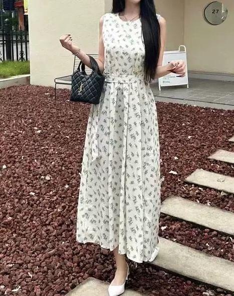 Sleeveless Floral Maxi A-Line Dress Product Image