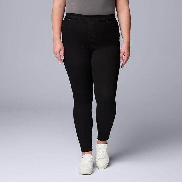 Plus Size Simply Vera Vera Wang Mid-Rise Shaping Denim Leggings, Womens Product Image