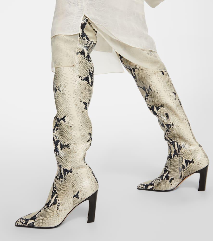 KHAITE Snake-effect Leather Knee-high Boots In Nude & Neutrals Product Image