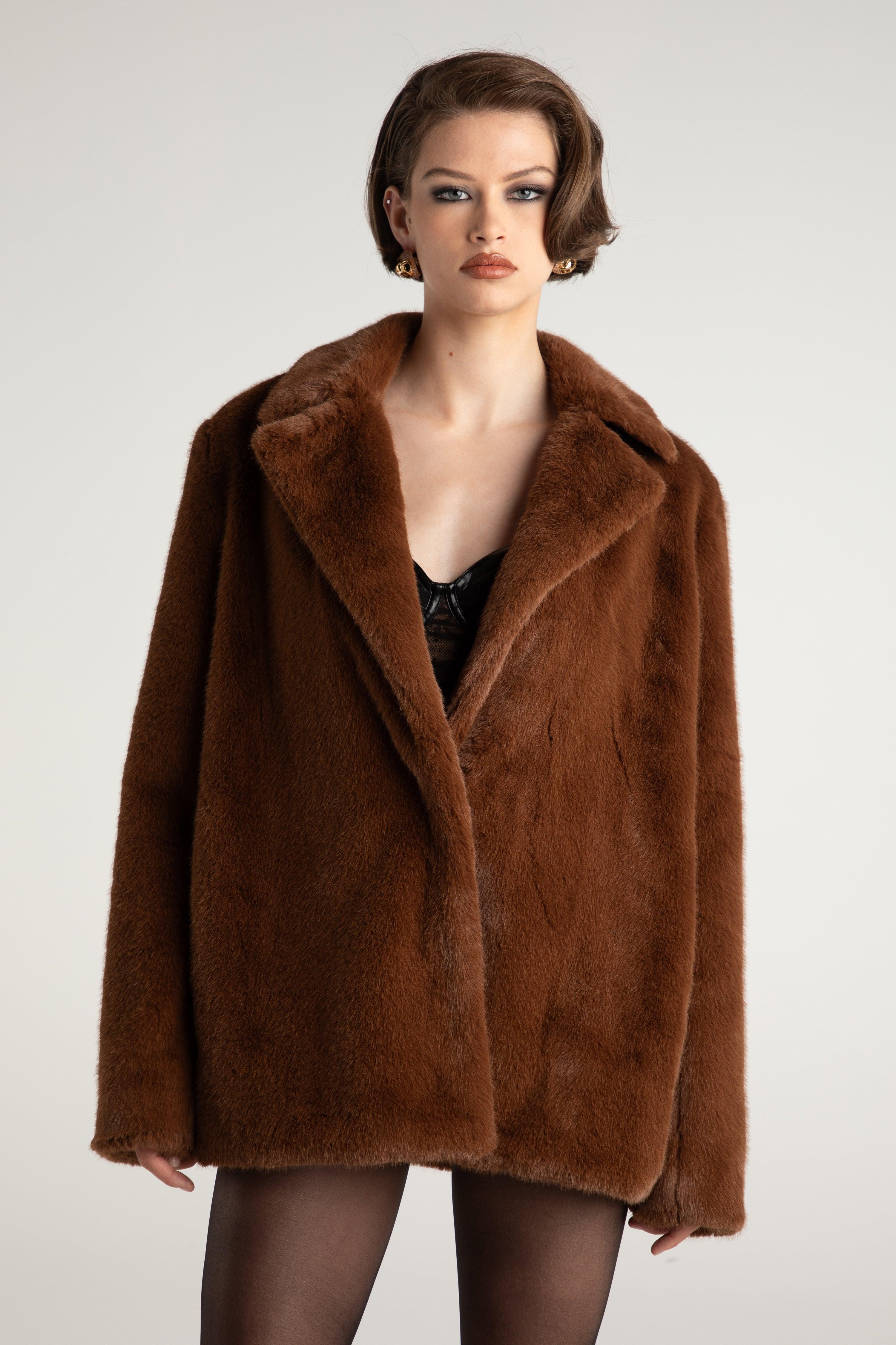 Phoebe Fur Jacket (Brown) Product Image