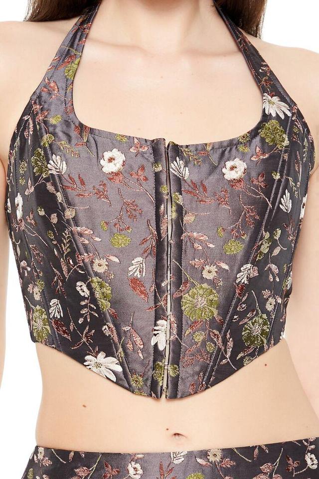 Jacquard Floral Halter Bustier Top | Forever 21 Product Image