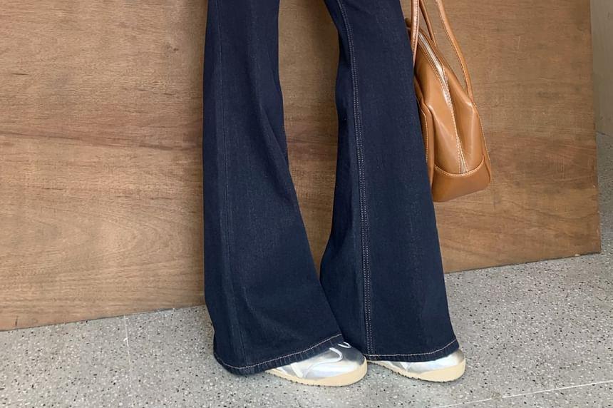 High Rise Washed Flared Jeans Product Image