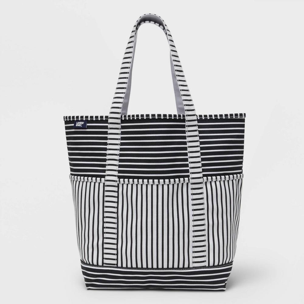 Lands End Womens Striped Canvas Beach Tote Handbag Product Image