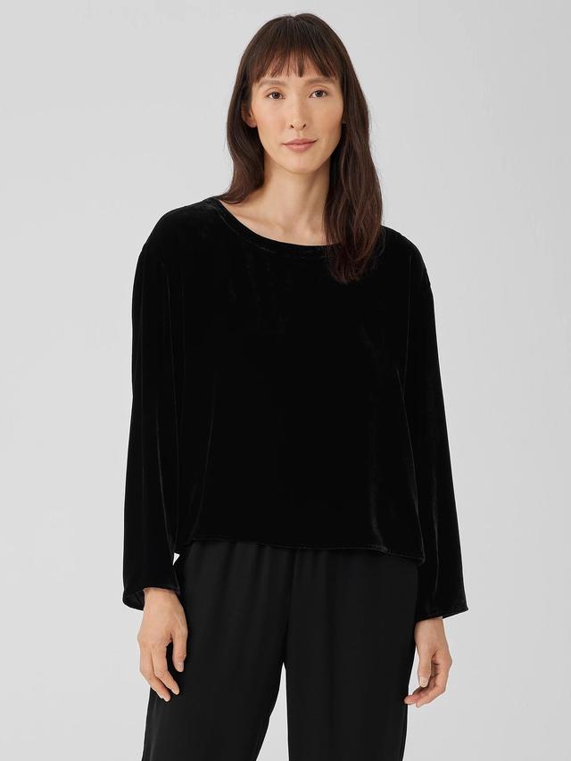 EILEEN FISHER Velvet Ballet Neck Box-Topfemale Product Image