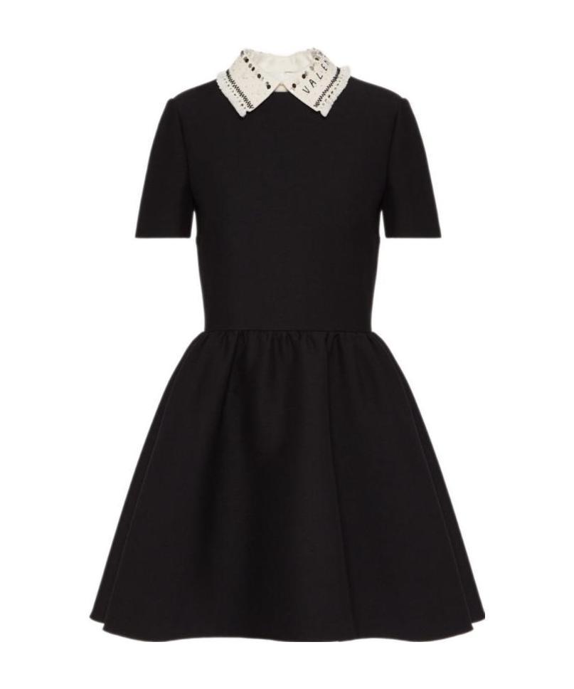 VALENTINO Wool And Silk-blend Crepe Mini Dress In Black Product Image