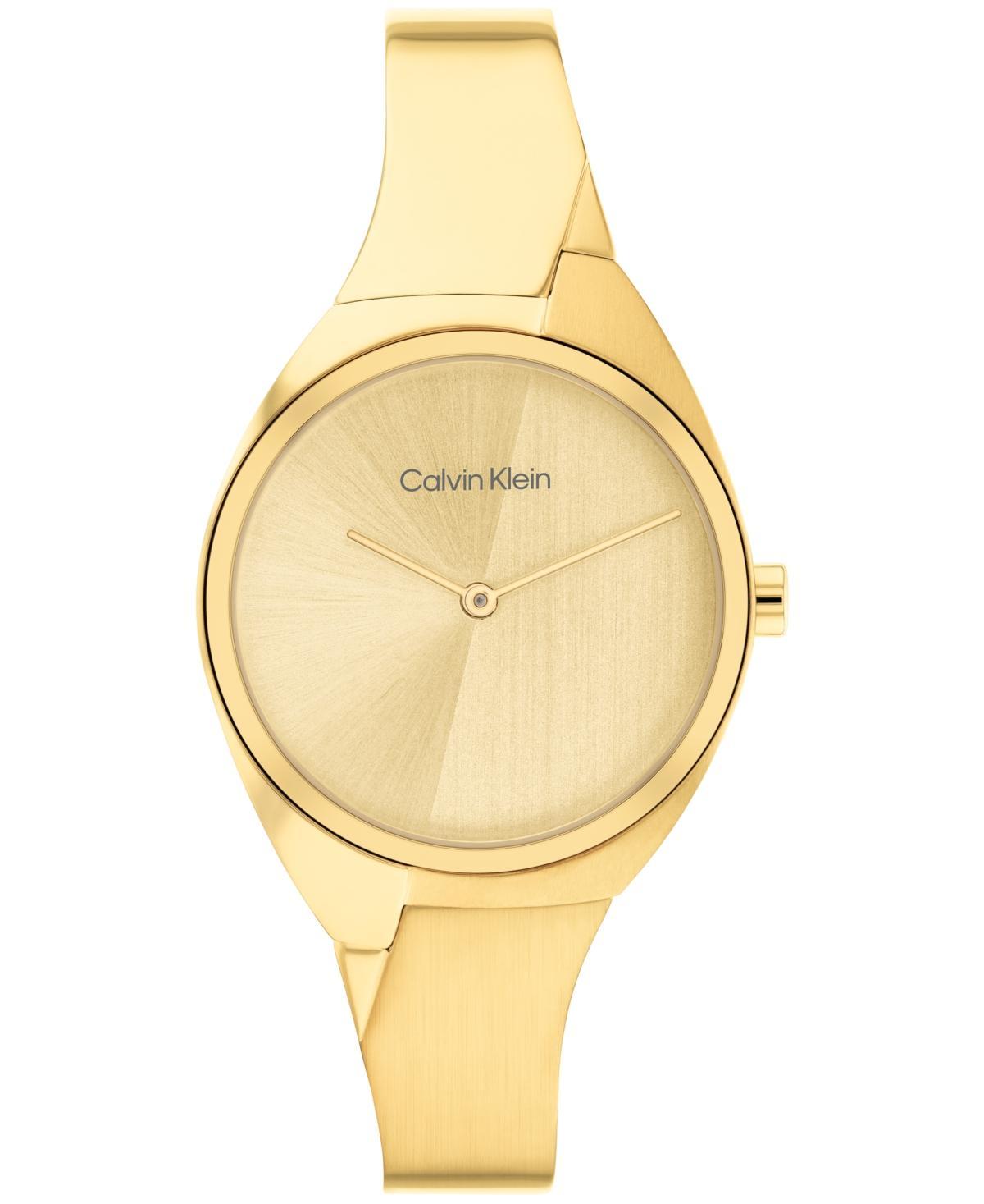 Calvin Klein Womens 2-Hand Gold-Tone Stainless Steel Bangle Bracelet Watch 30mm - Gold Product Image