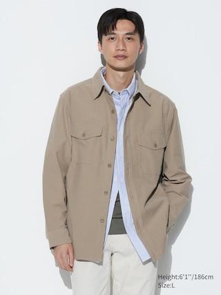 Mens Jersey Utility Overshirt Beige Large UNIQLO US Product Image