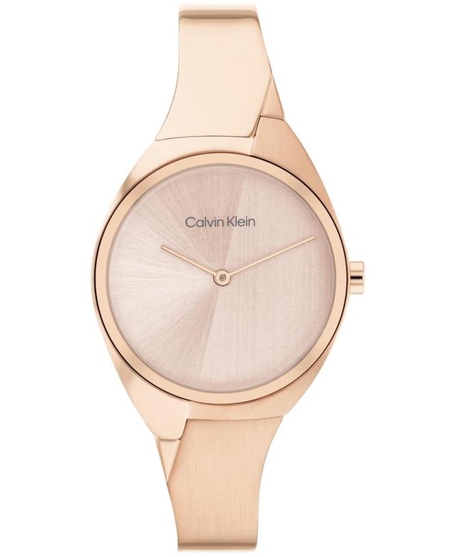 Calvin Klein Womens 2-Hand Carnation Gold-Tone Stainless Steel Bangle Bracelet Watch 30mm Womens Shoes Product Image