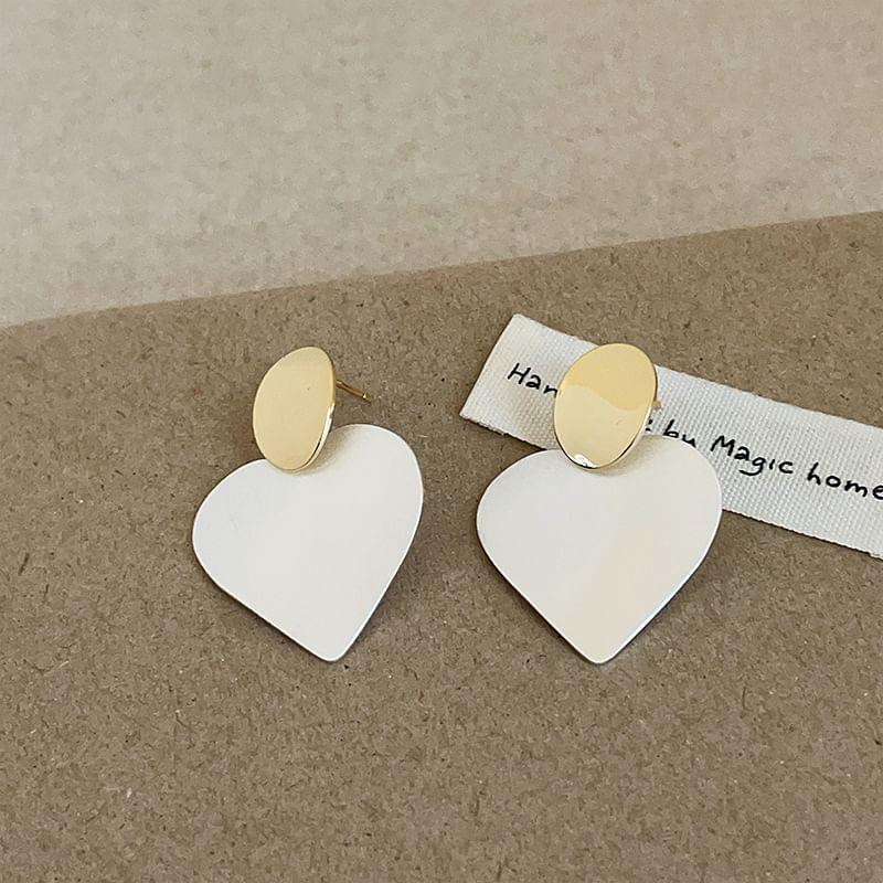 925 Sterling Silver Heart Drop Earring Product Image