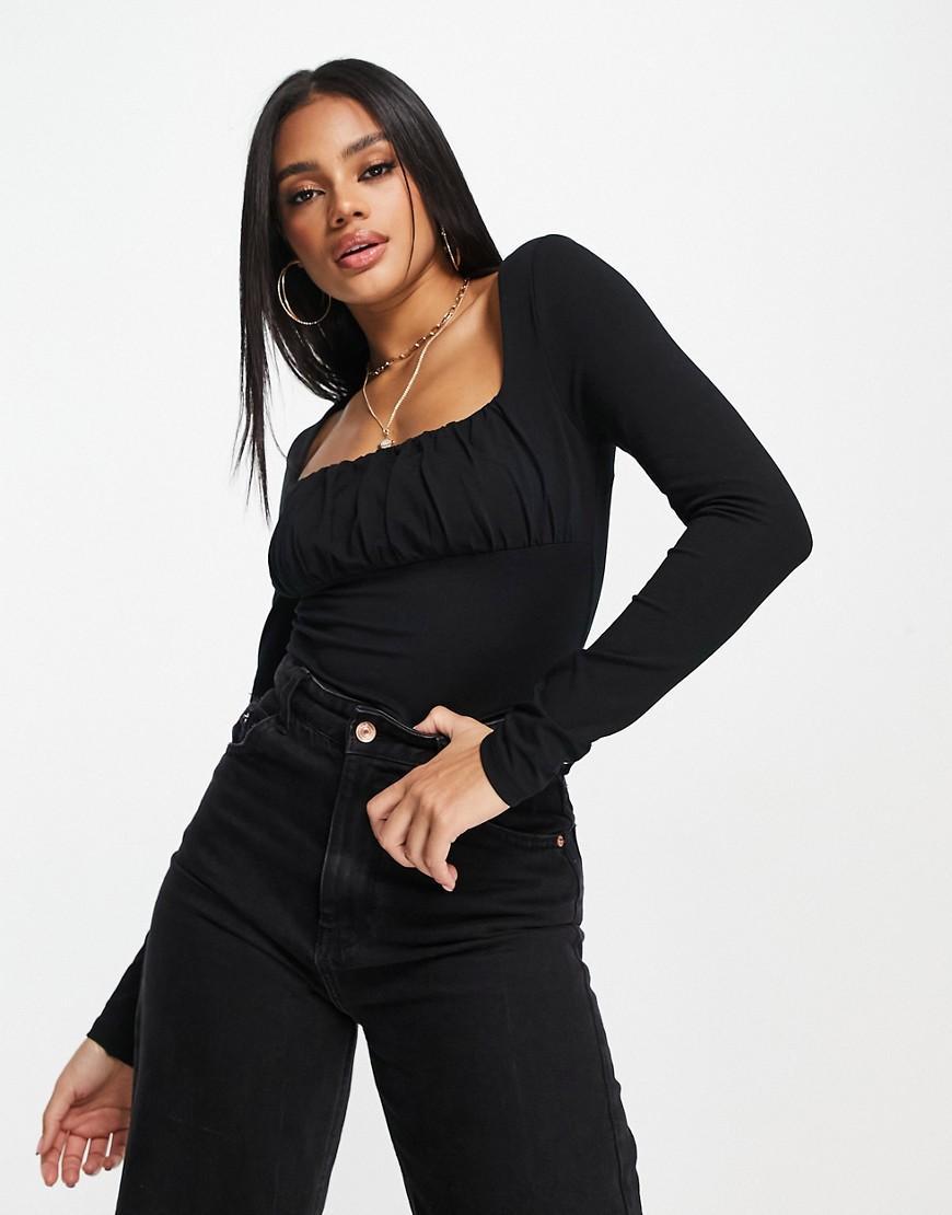 ASOS DESIGN gathered bust detail long sleeve top Product Image