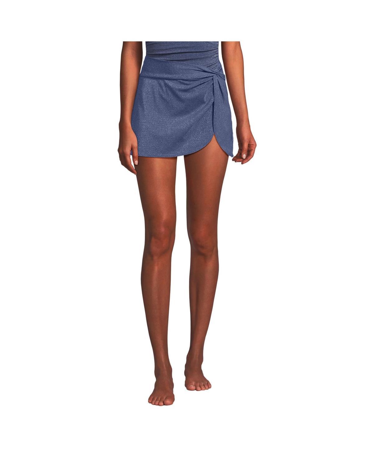 Lands End Womens Chlorine Resistant Shine Twist Front Mini Swim Cover-up Skirt Product Image