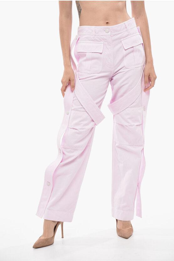 BURBERRY Cotton Blend Cargo Pants With Removable Details In Pink product image