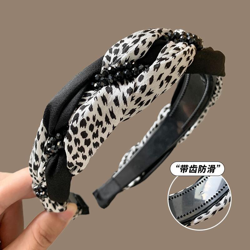 Leopard Print Braided Fabric Headband / Set Product Image