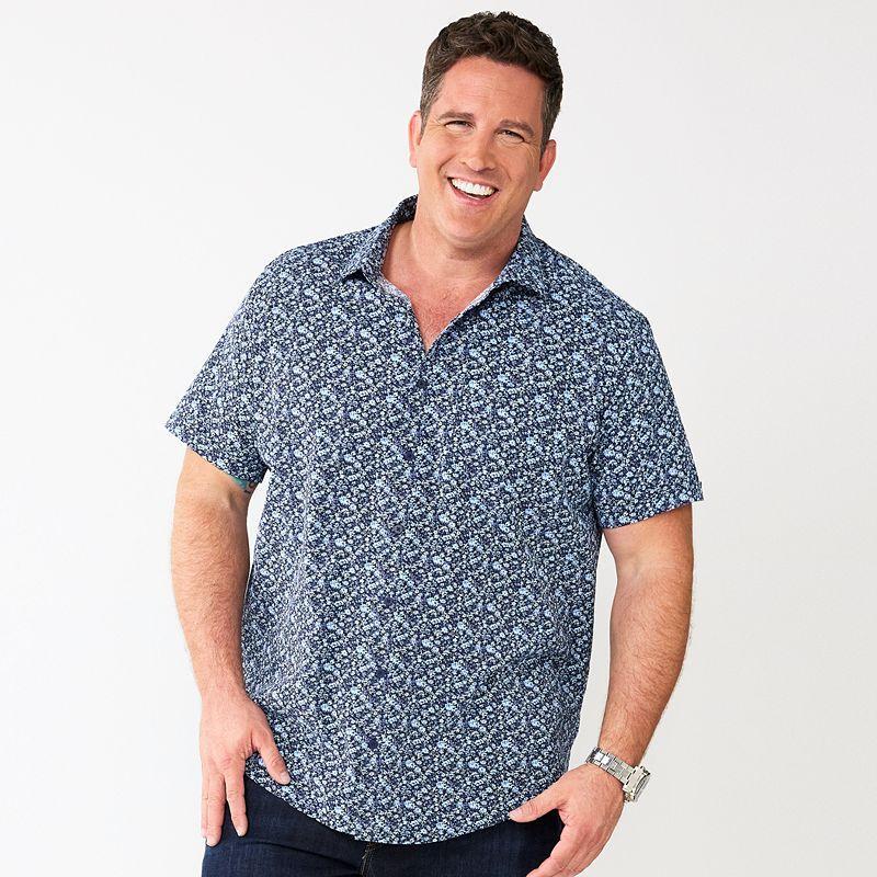 Big & Tall Apt. 9 Slim-Fit Athleisure Untucked Tech Button-Down Shirt, Mens Product Image