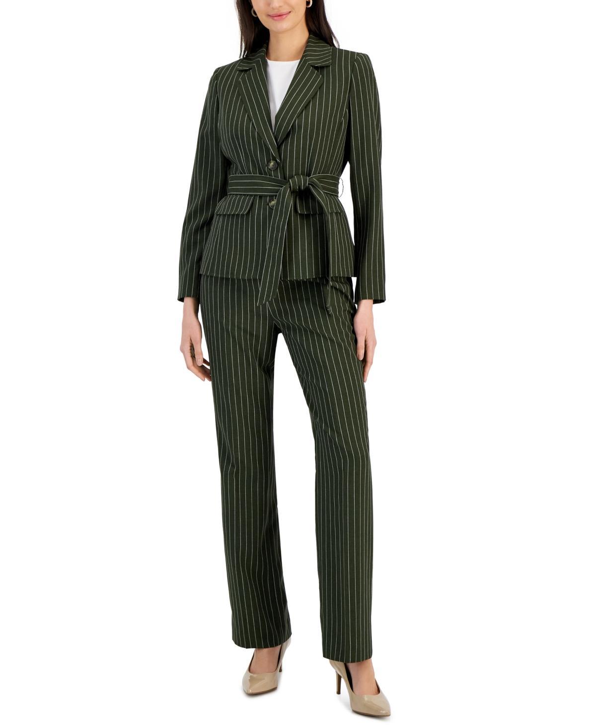 Le Suit Womens Striped Belted Pantsuit, Regular & Petite Sizes - Black Product Image