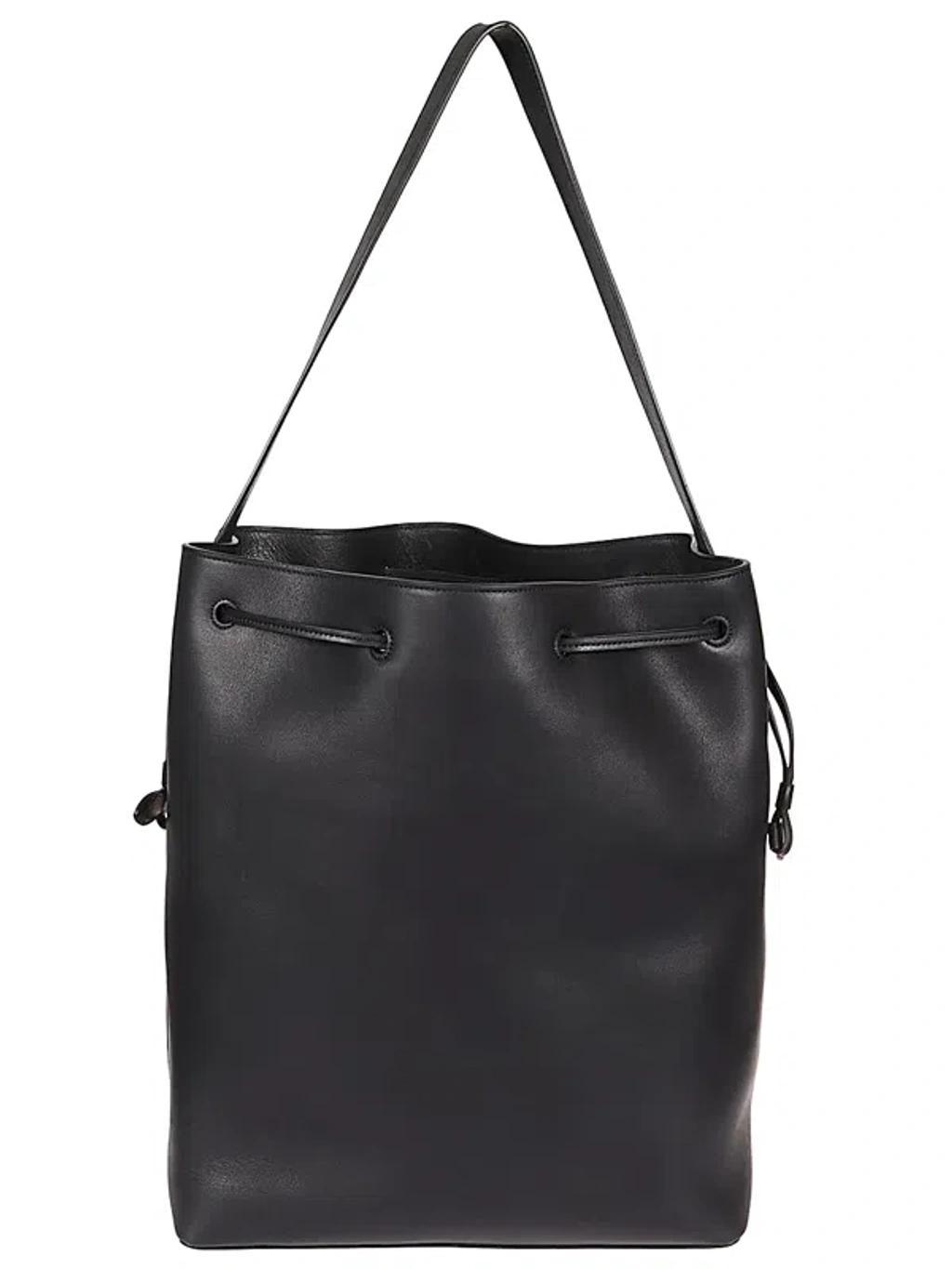 THE ROW Belvedere Leather Bucket Bag In Black Product Image