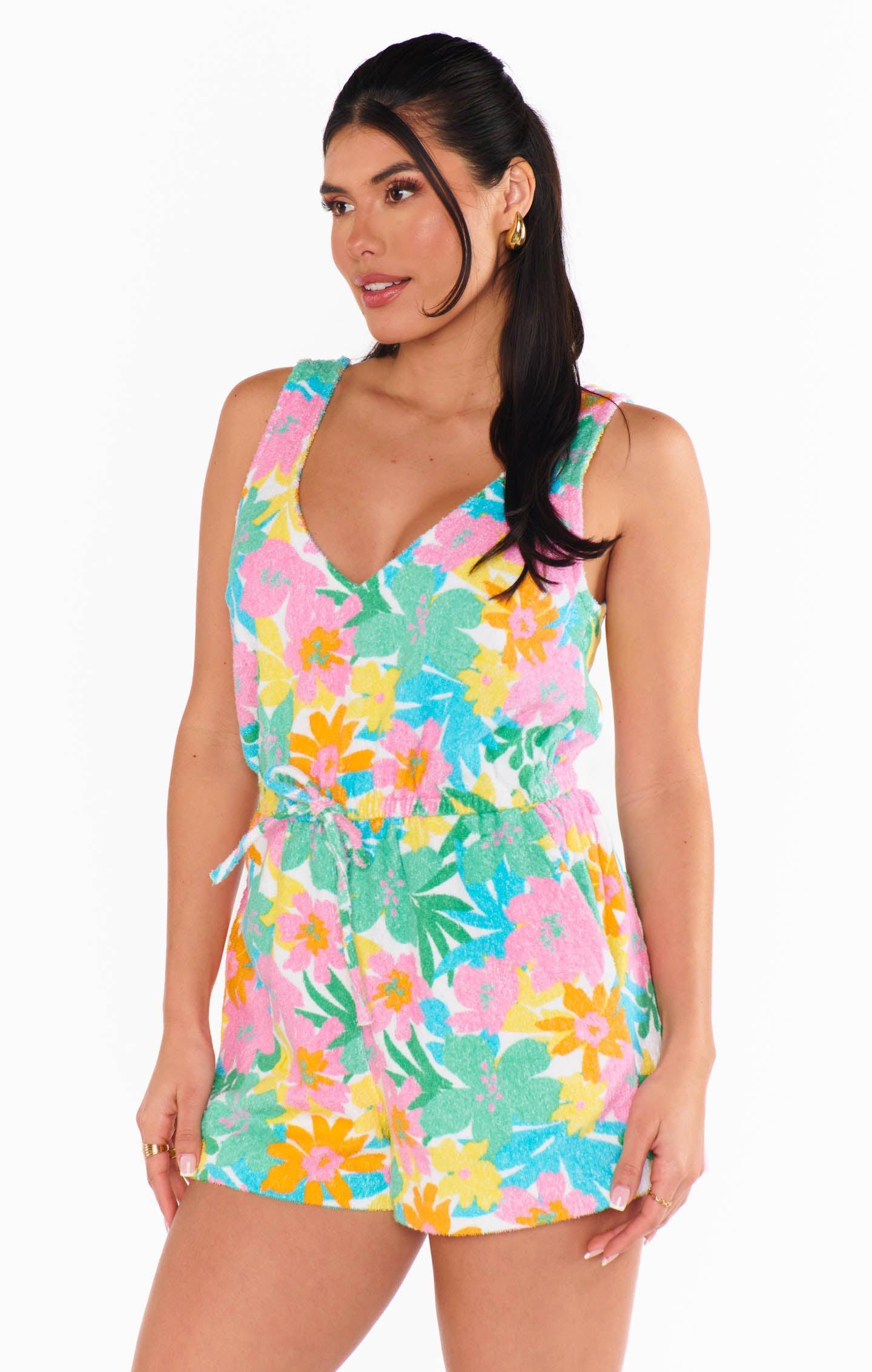 Beach Boardwalk Romper ~ Beachy Floral Terry Product Image