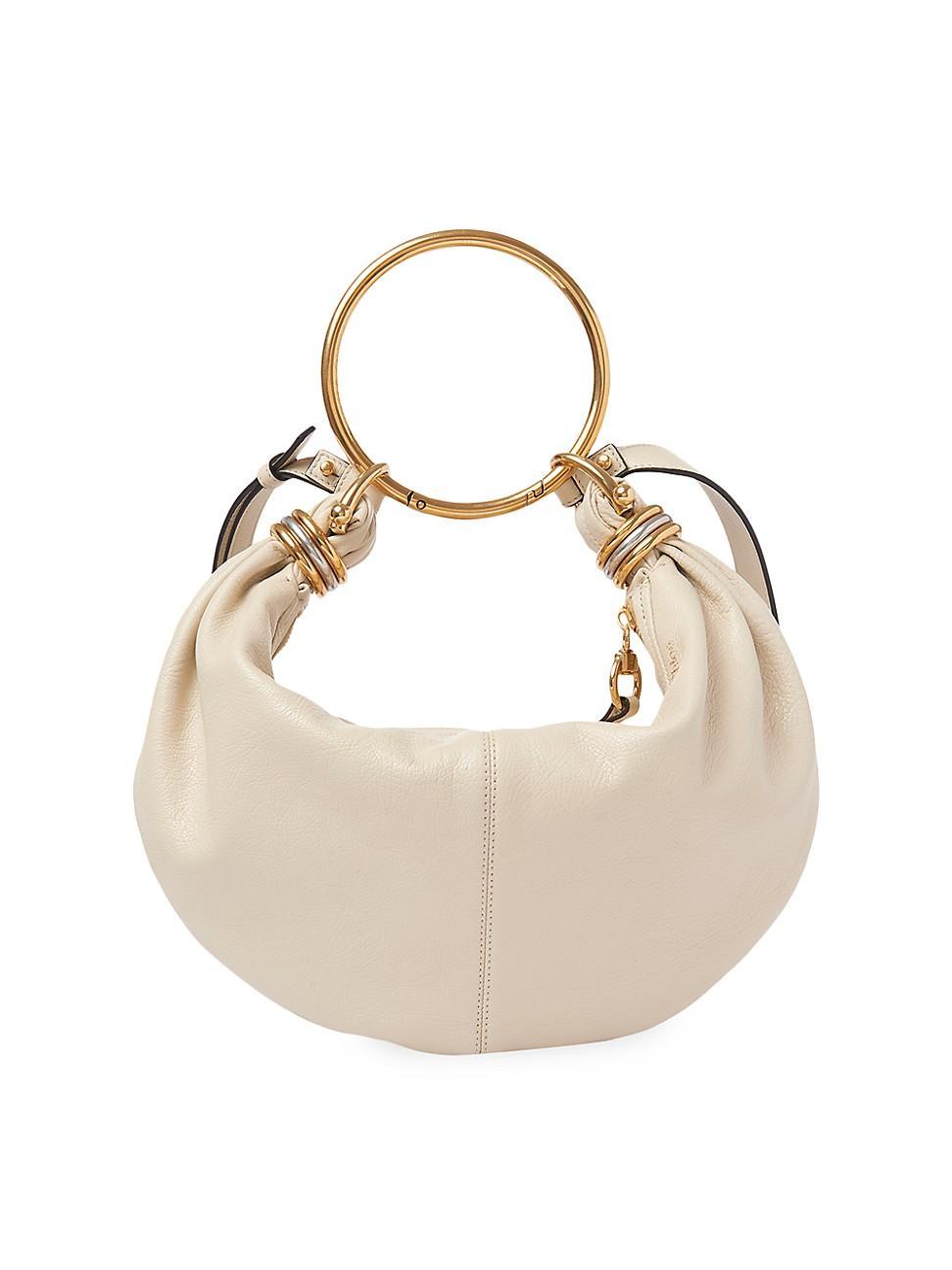 Womens Small Bracelet Grained Leather Hobo Bag Product Image