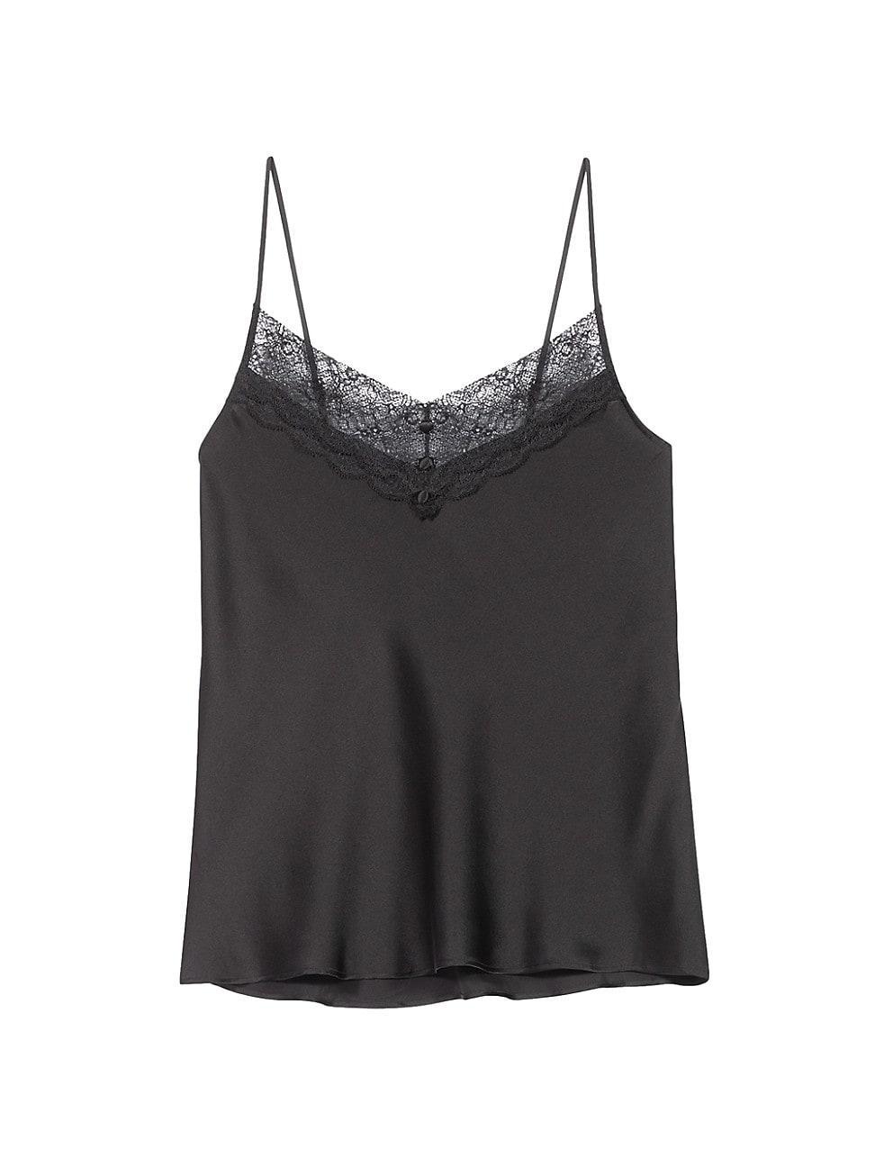 Maje Leana Lace Trim Silk Camisole Product Image