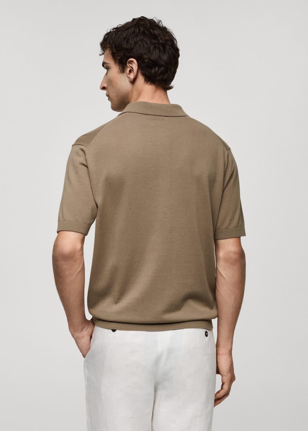 MANGO MAN - 100% cotton knitted polo shirt medium brownMen Product Image