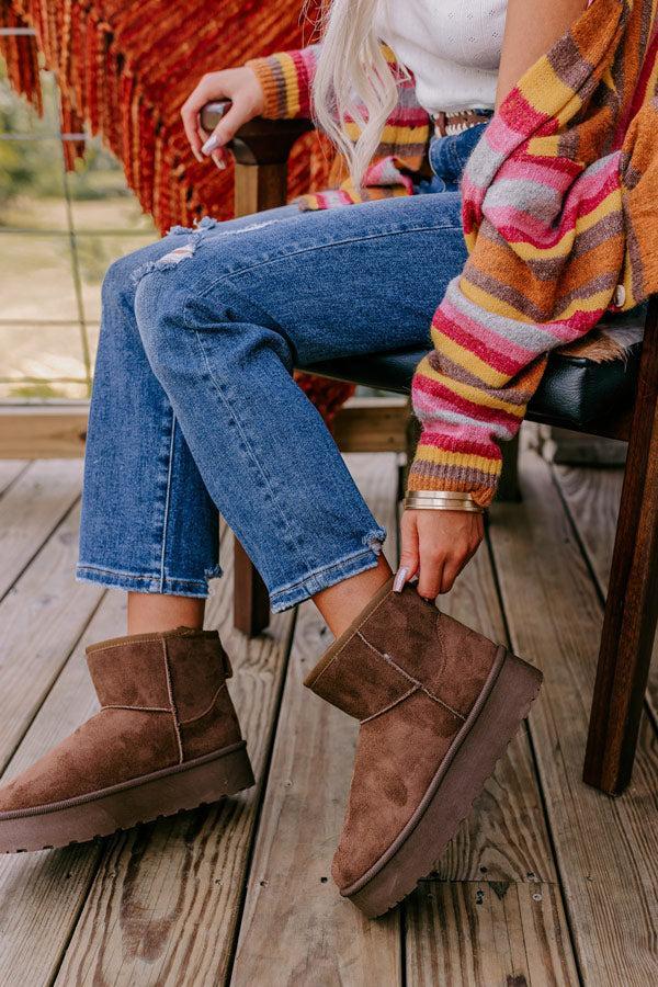 The Arabella Faux Suede Platform Boot In Chestnut Product Image