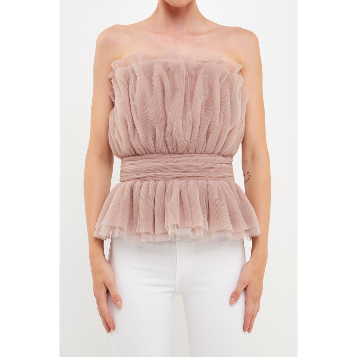 Endless Rose Strapless Tulle Peplum Top Product Image