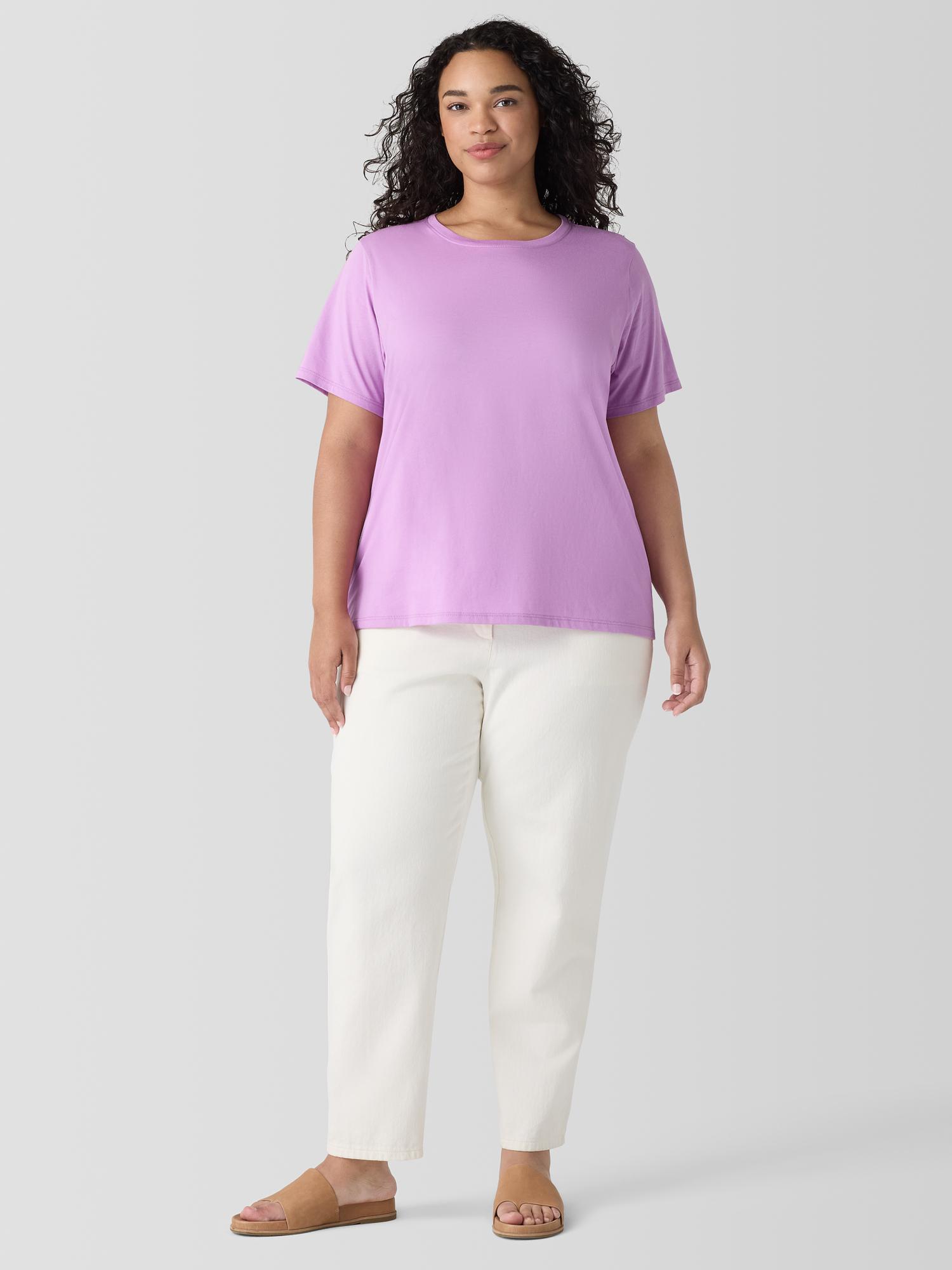 EILEEN FISHER Organic Pima Cotton Jersey Round Neck Teefemale Product Image