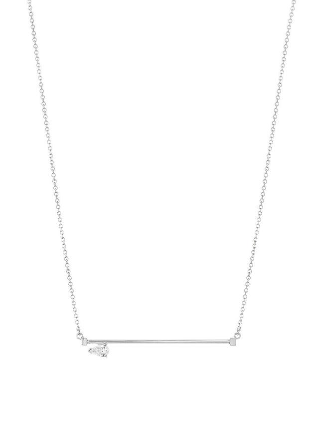 Womens Serti Sur Vide 18K White Gold & 0.3 TCW Diamond Bar Pendant Necklace Product Image