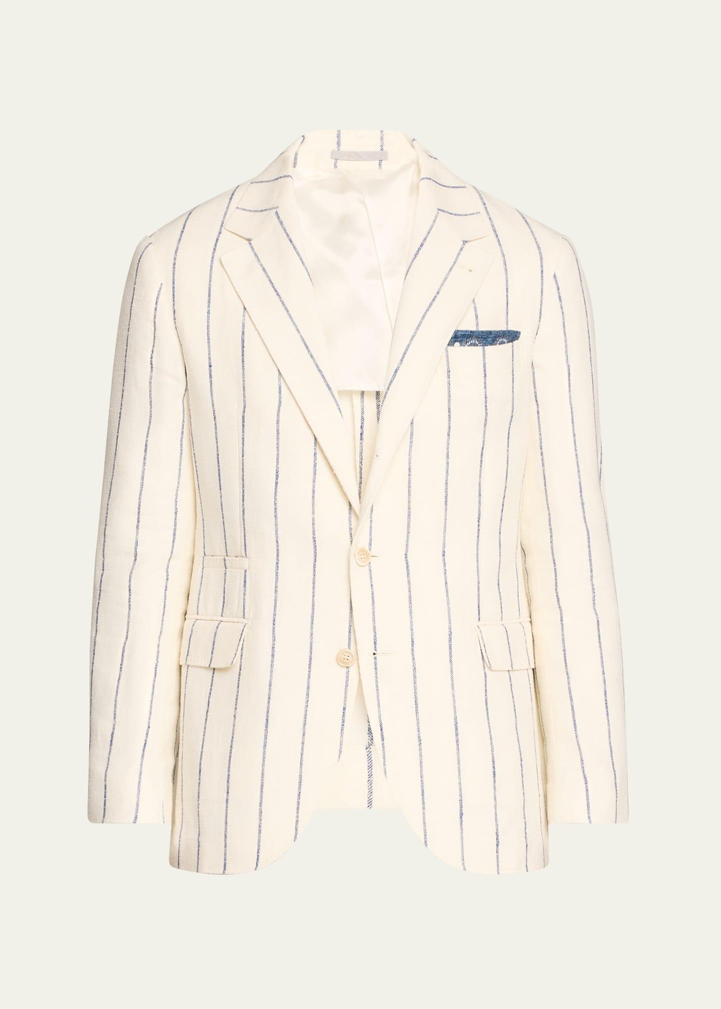 Mens Linen-Blend Large Stripe Suit Product Image