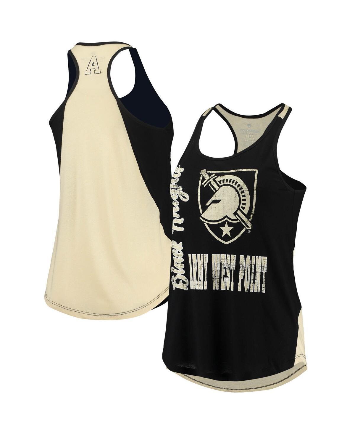 Womens Colosseum Black/Gold Army Black Knights George Glass 2-Hit Scoop Neck Racerback Tank Top Product Image