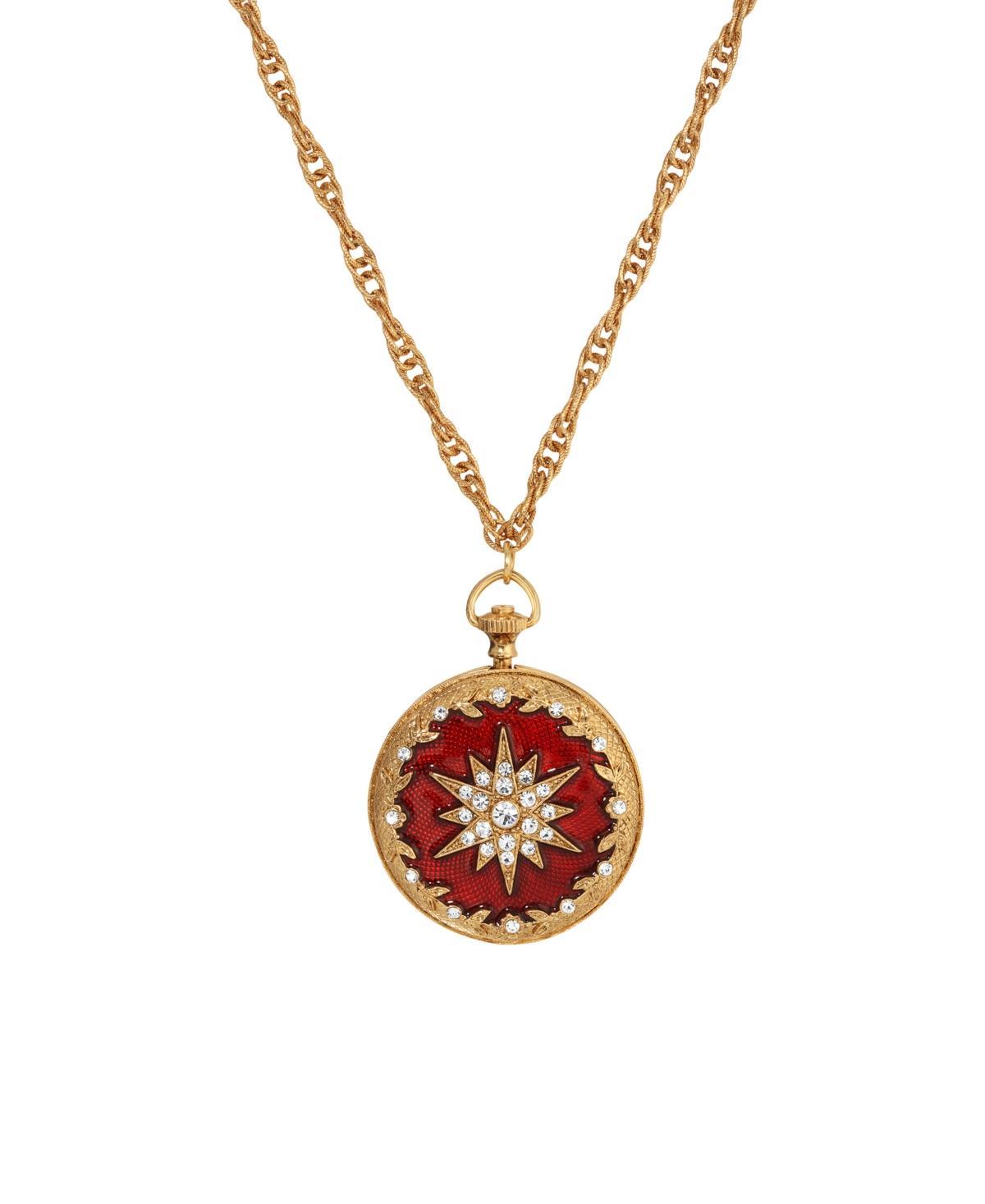 Symbols of Faith Enamel Crystal Star of Bethlehem Locket 28 Necklace, Womens, Red Product Image