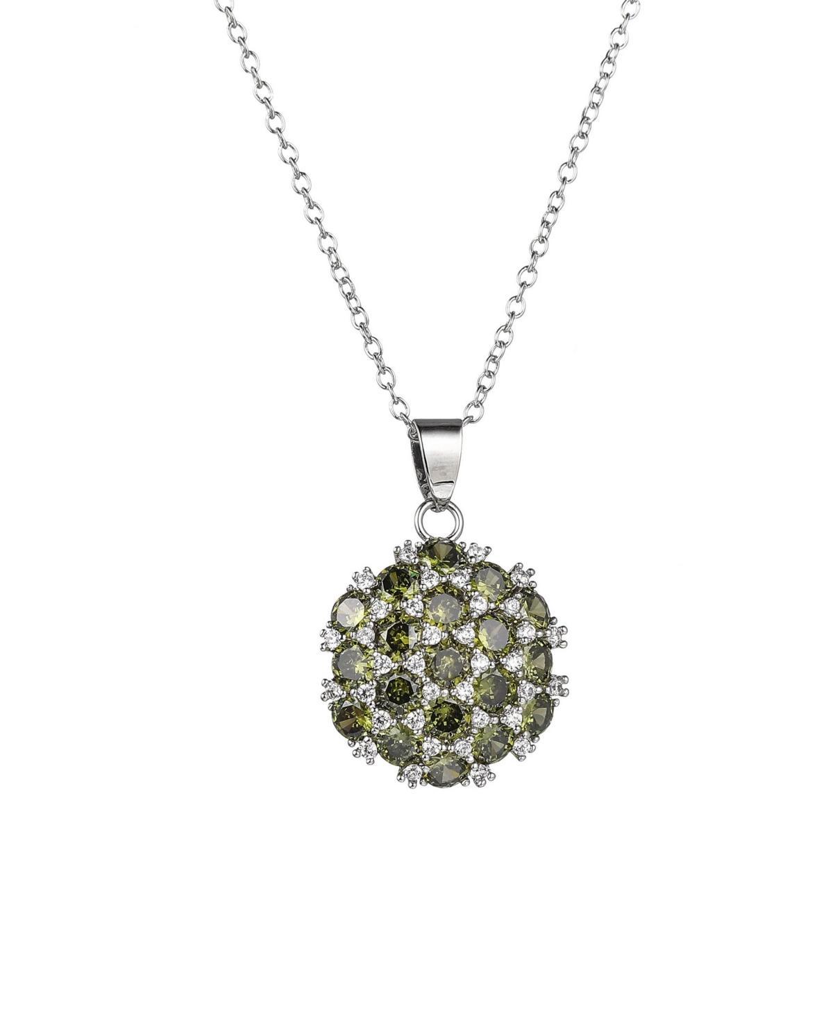 A&M Silver Tone Olive Flower Cluster Pendant Necklace, Womens Product Image