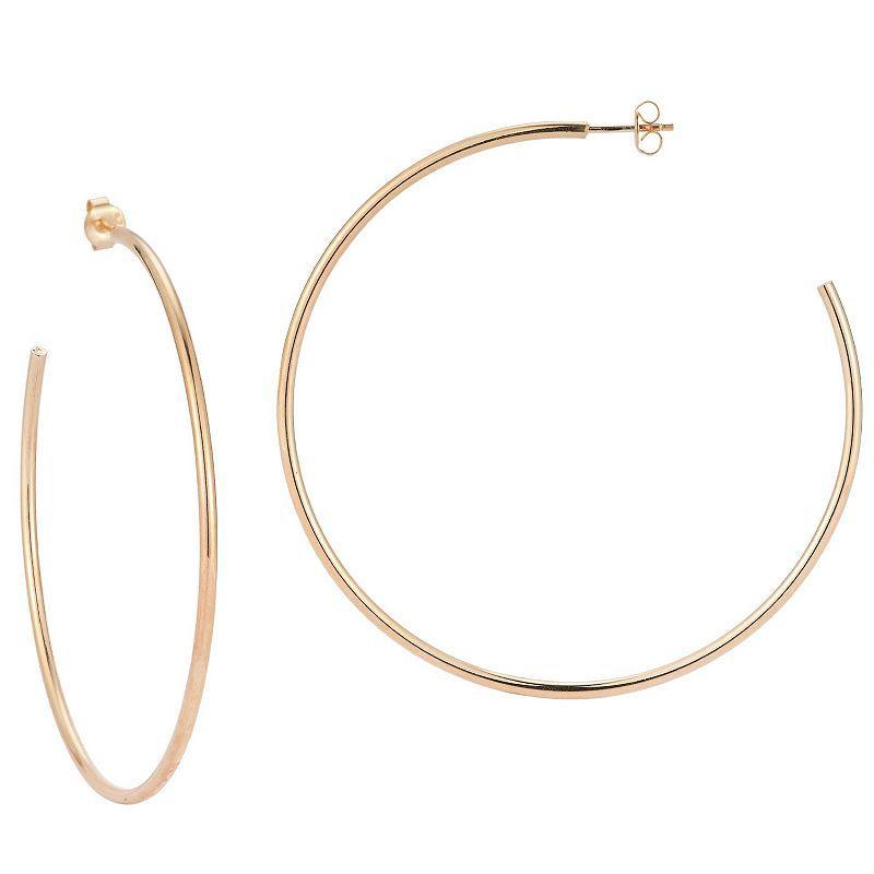 Sunkissed Sterling 14k Gold Over Silver Thick Hoop Earrings, Womens, Rose Gold Tone Product Image