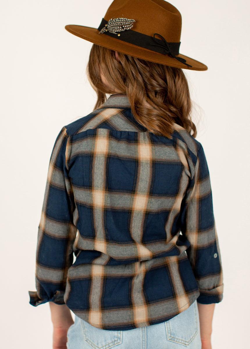 Taylor Top in Navy Plaid Product Image