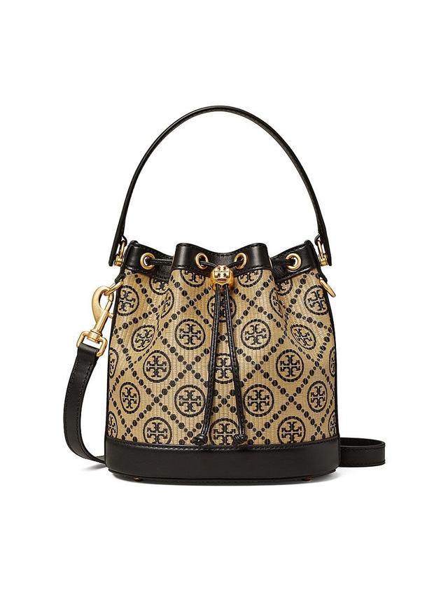 Tory Burch T Monogram Raffia Bucket Bag Product Image