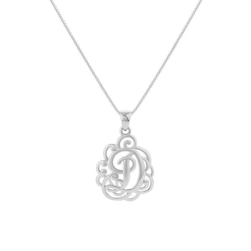 PRIMROSE Sterling Silver Monogram Initial Pendant Necklace, Womens Silver Tone S Product Image