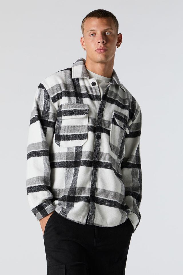 Plaid Button Front Shacket Male Product Image