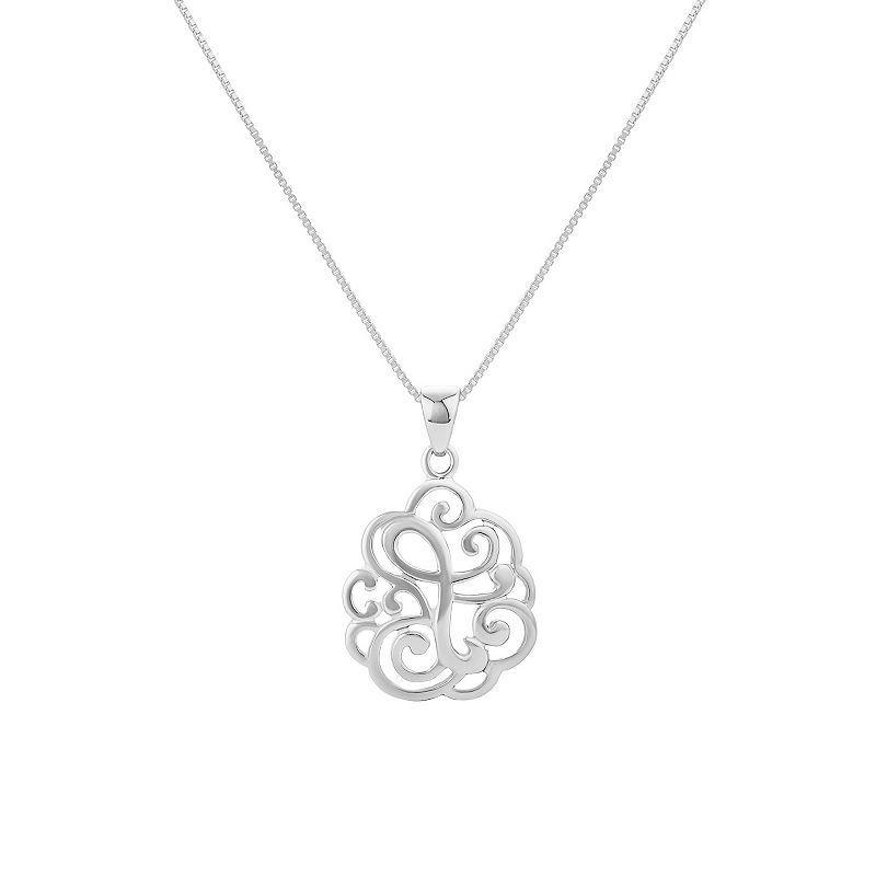 PRIMROSE Sterling Silver Monogram Initial Pendant Necklace, Womens Grey Product Image