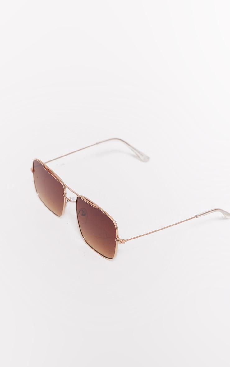 Gold Metal Square Frame Aviator Sunglasses Product Image